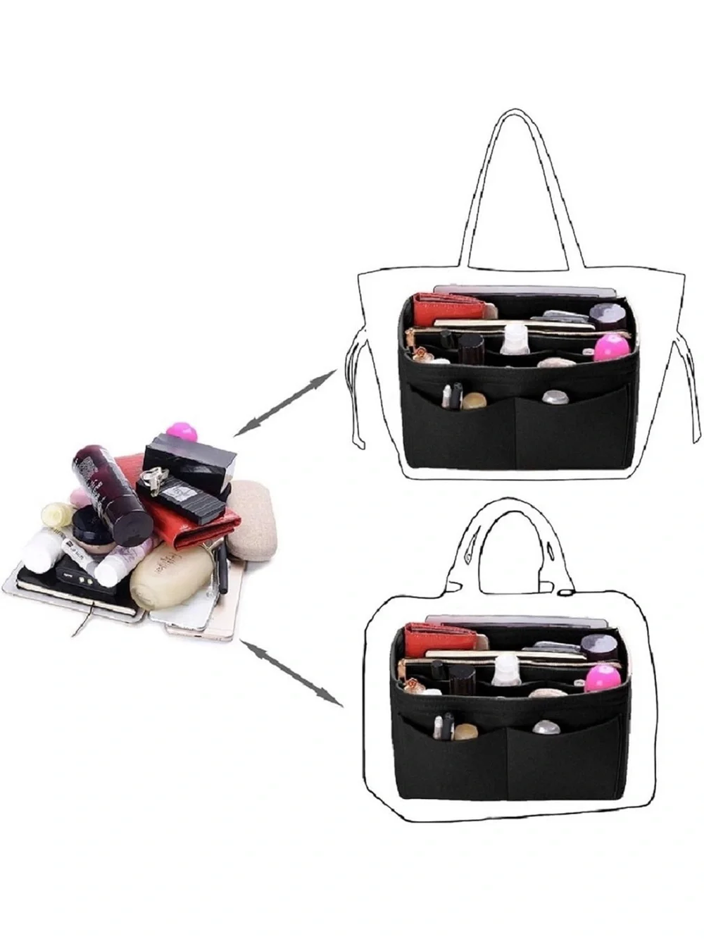 ZTUJO Purse Organizer Insert, Felt Bag Organizer With Metal Zipper 1890/bb9-1